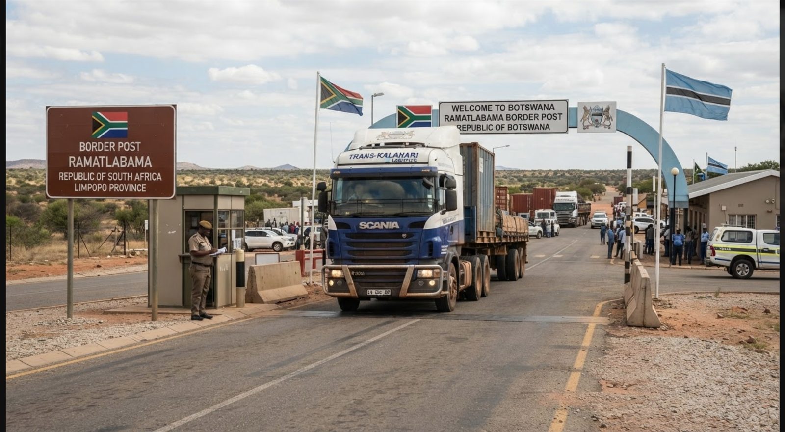 Zeen Freight cross-border road freight truck at the Ramatlabama South Africa–Botswana border post
